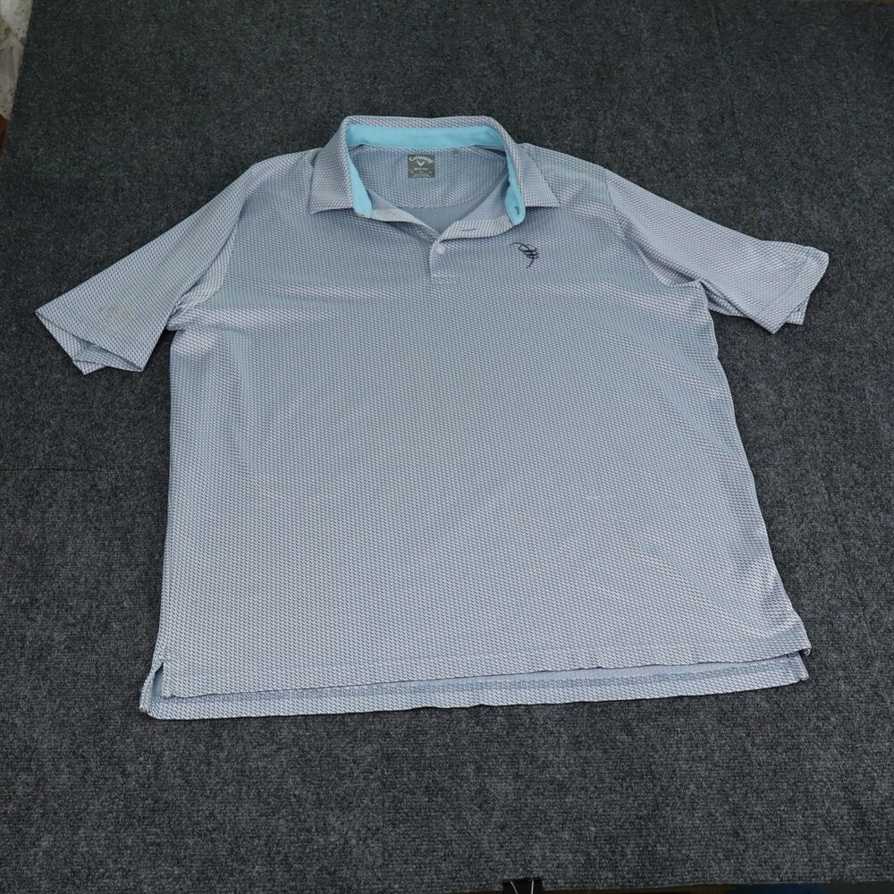 Callaway Golf Polo Men’s XL Blue White Mini-Check Opti-Dri Performance